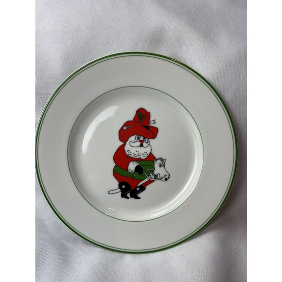 Fitz & Floyd Other - Fitz & Floyd Christmas Cowboy Santa Horse Plate 1976 Porcelain EUC Rare 7.5”